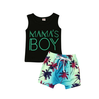 

Summer Toddler Baby Boy Kid "Mamas Boy" T-shirt Short Pants Outfits Clothes Set