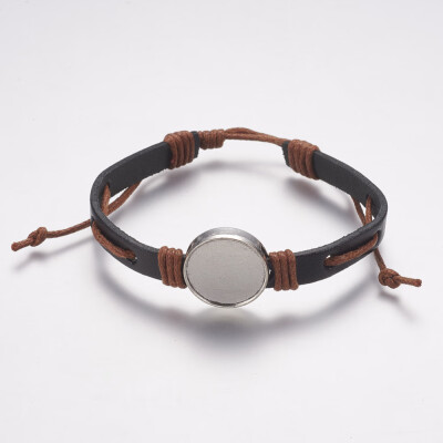 

Genuine Cowhide Bracelet Making with Alloy Cabochon Settings Sienna Tray 18mm 2"2-18"4953mm