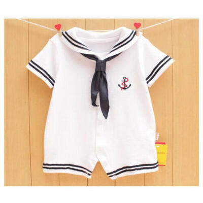 

UK Newborn Baby Boy Kids Anchor Sailor Short Sleeve Romper Bodysuit Outfit 0-24M