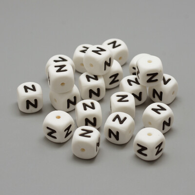 

Food Grade Environmental Silicone Beads Chewing Beads For Teethers DIY Nursing Necklaces Making Letter Style Cube White 12x1