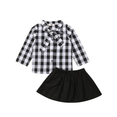

Hot Newborn Kids Baby Girl Plaid Bowknot Tops T-Shirt Dress Skirts Outfits Clothes