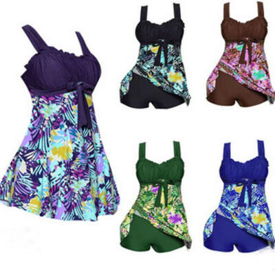 

Plus Size Women Tankini Swimdress Swimsuit Beachwear Padded Swimwear Biki Set