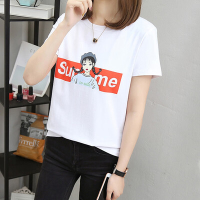 

Short-sleeved t-shirt female summer dress female wild loose cartoon half-sleeved shirt t-shirt