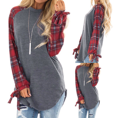 

Roseonmyhand Women Casual Plaid Long Sleeve Pullover Blouse Shirts Sweatshirt