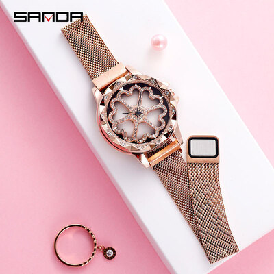 

Fashion Women Watches 2019 Luxury Brand Ladies Rose Gold Watch Magnet Mesh Casual Female Wristwatch relogio feminino Gift Clock