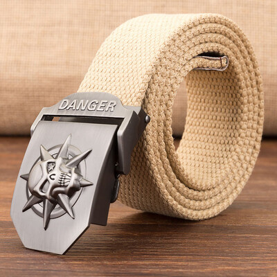 

Trend new Automatic Buckle Unisex belt Stripe Canvas Weaving Multifunction Men belt casual youth student belt