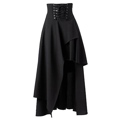 

Womens Lace Up High Waist A Line Solid Maxi Skirt Summer Cocktail Party Bottoms