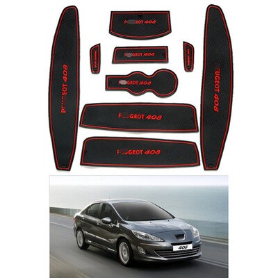 

9pcsset Car Cup Holder Mat Non-slip Door Groove Pad Car Decor Replacement For Peugeot 408 2010-2013