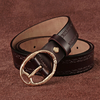 

Belt ladies ring retro Korean version of the wild black casual round buckle wide belt female leather jeans belt