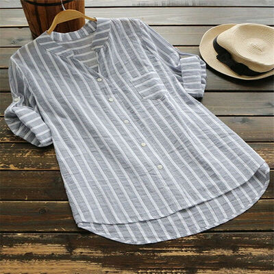 

Women Lady V Neck Long Sleeve Casual Loose Baggy Tunic Tops Blouse Plus Size