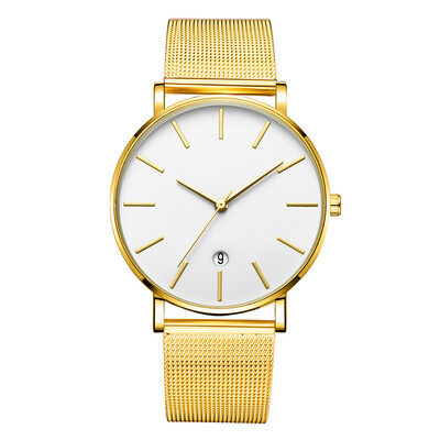 

Gobestart Fashion Simple Simple Casual Calendar Business Net With Strap Mens Watch
