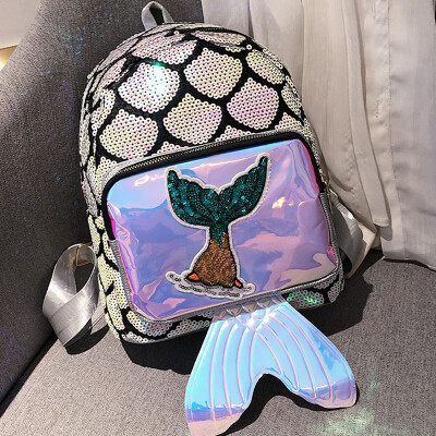 

Fish scale beaded backpack Korean version of the new Harajuku fashion backpack colorful laser high-capacity bags