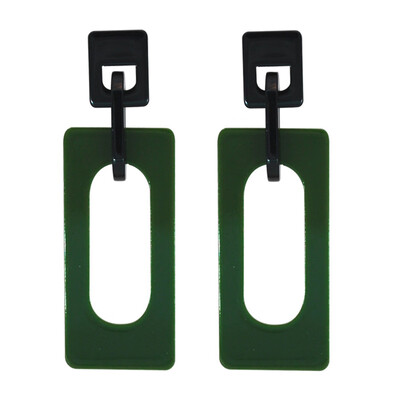 

Women Black Red Green Big Rectangle Geometry Drop Dangle Earrings Jewelry Resin