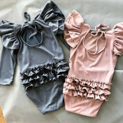 

Newborn Baby Girl Clothes Long Sleeve Ruffle Romper Jumpsuit Overall Outfits Set