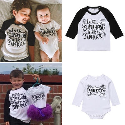 

Kids Boys Big Brother Tops T-shirt Little Brother Baby Boy Cotton Romper New