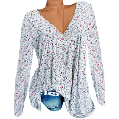 

Starmoon Women Loose Casual V Neck Long Sleeves Print T Shirts Summer Shirts
