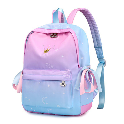

Waterproof Women Gradient Color School Bling Bag Bookbag Travel Backpack For Girl With Earphone Hole