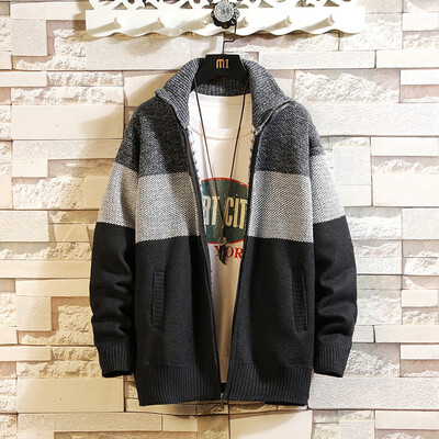 

Toponeto Mens Autumn Winter Casual Patchwork Turn-down Collar Jacket Coat