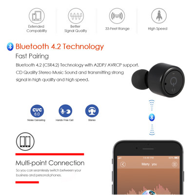 

X1T True Wireless Bluetooth Headphone Stereo Bluetooth 42 Sport Headset Hands-free w Mic Black for Running Gym Exercise Business