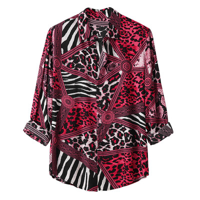 

Tailored Mens Autumn Loose Casual Daily Leopard Print Print Long Sleeve Shirt Top Blouse