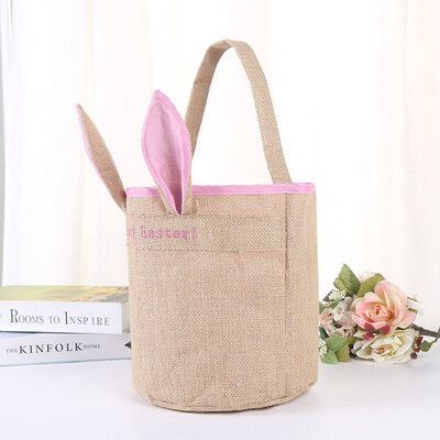 

Siaonvr Easter Egg Basket Holiday Rabbit Bunny Printed Canvas Gift Carry Eggs Candy Bag