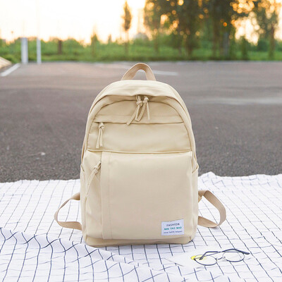 

Large Capacity Solid Color Waterproof Nylon Casual Backpack School Bag