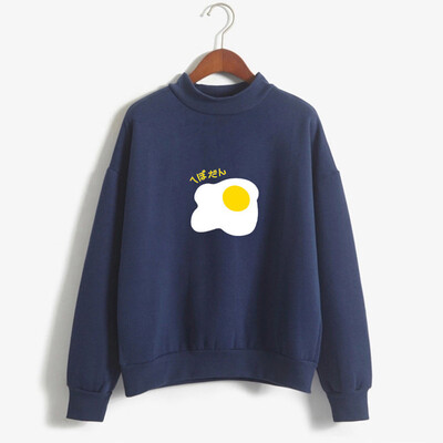 

Starmoon Women O-Neck Solid Color Poached Egg Pattern Long Sleeve Plus Velvet Sweatshirt