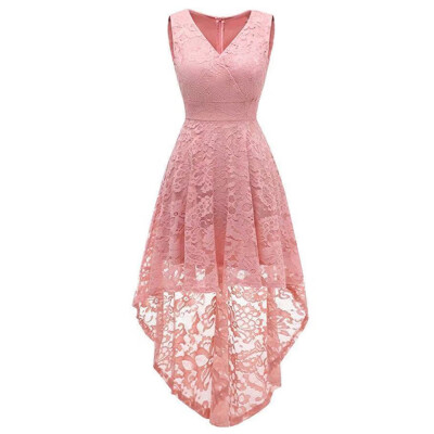 

Women\s Wear V Collar Sleeveless Cocktail Lace Dress