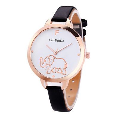 

Featured Womens Watches Elephant Pattern Dial Ladies Fashion Quartz Wristwatch Leather Strap Clock Simple Relogio Feminino
