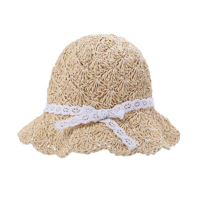 

Manual Weave Crochet Straw Boater Hat Girls Kids Summer Hollow Out Sun Hat