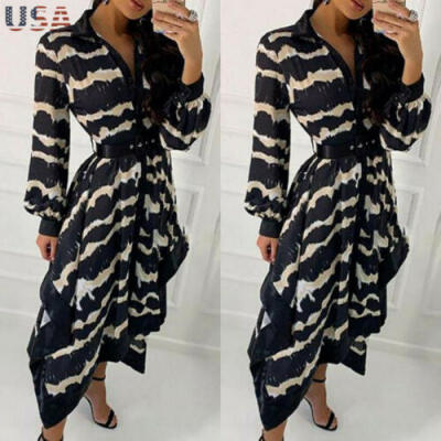 

Women Wave Long Shirt Vest Dress Summer Casual Loose Kaftan Maxi Dress Sundress