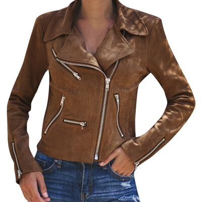 

Toponeto Womens Ladies Retro Zipper Up Bomber Jacket Casual Coat Outwear