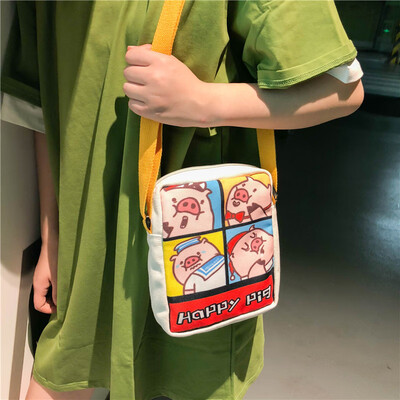 

Canvas Baggage Girls One Shoulder Slant Baggage College Student Uzzang