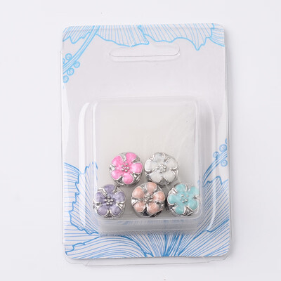 

Platinum Tone Flat Round with Plum Blossom Alloy Enamel European Beads Large Hole Beads Mixed Color 12x9mm Hole 45mm