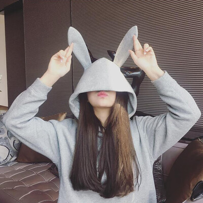 

Tailored Fashion Women Autumn Hooded Cap Rabbit Ears Top Sweatshirt Long Sleeve Blouse