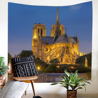 

Gobestart Colorful Print Tapestry Art Room Notre Dame Wall Hanging Tapestry Art Nature