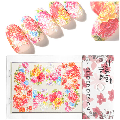 

1 Sheet Water Transfer Engraved Flower Nail Sticker DIY Manicure Slider Design Nail Art Decoration