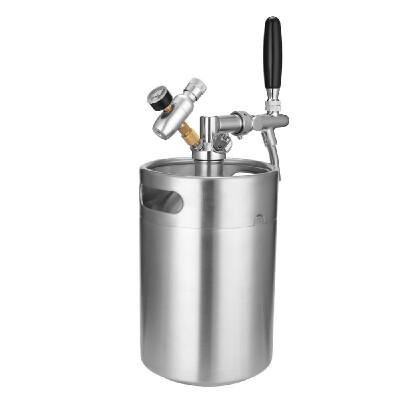 

Stainless Steel Mini Beer Keg Stainless Steel Growler with Adjustable Tap&CO2 Injector