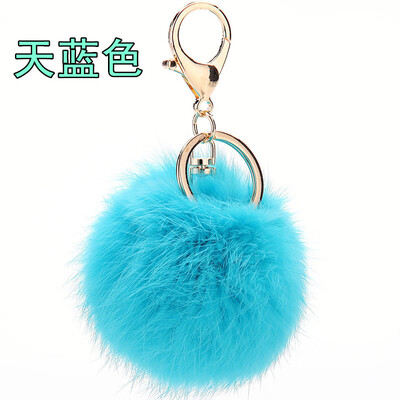 

Rabbit hair ball key ring car with 8 cm plush accessories female key chain cute fur bag pendant lobster clasp