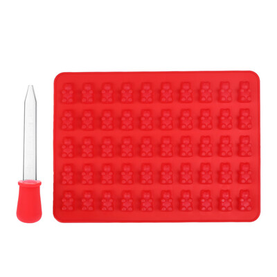 

50 Cavity Gummy Bears Hard Candy Silicone Soap Ice Cube Tray Baking Mold