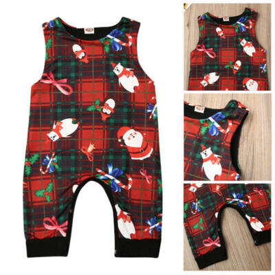 

Newborn Infant Baby Boy Girl Long Bodysuit Plaid Romper Jumpsuit Outfits Clothes