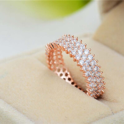

Hip Hop Jewelry Iced Engagement Wedding Ring Silver Gold Color Stainless Steel Rings For Women