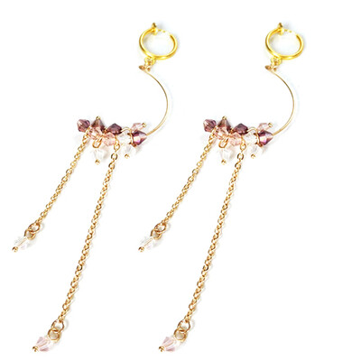 

Stereo Beaded Ear Stud New Korean Accessories Crystal Beads Handmade Long Drop Earrings For Women Long Pendients Girls