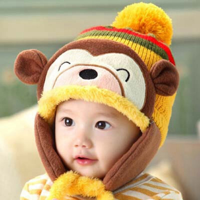 

New Baby Toddler Winter Warm Monkey Beanie Hat Earflap Knitted Cap Girl Boy Kids