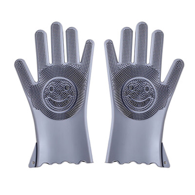 

1 Pair Silicone Dishwashing Gloves Scrubber Kitchen Bathroom Car Cleaning Tool