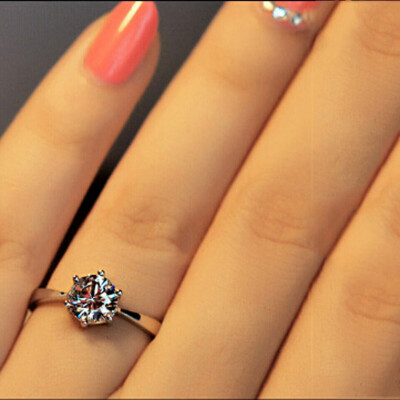 

16-19mm Engagement Ring Claw White Sapphire 10K White Gold Filled Women&39s Gift