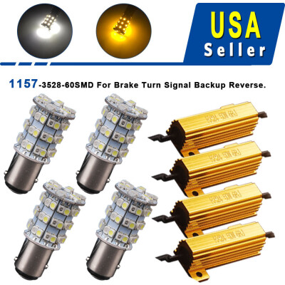 

2X 1157 60SMD DUAL COLOR SWITCHBACK WHITE AMBER Brake Stop Signal LED BULB 1142