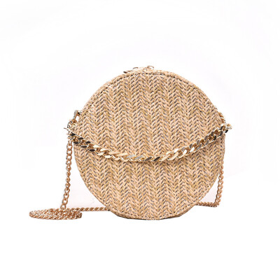 

Chain Weave Handbags 2019 Beach Summer Rattan Bags Ladies Shoulder Straw Bag Casual Circular Women Bag T30