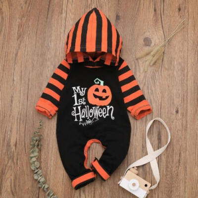 

US Newborn Baby Girl Boy Pumpkin Clothes Hoodie Romper Jumpsuit Outfit Halloween