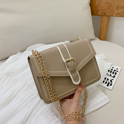 

2019 new fashion simple sewing thread chain shoulder bag female casual wild fresh temperament embroidery thread Messenger bag